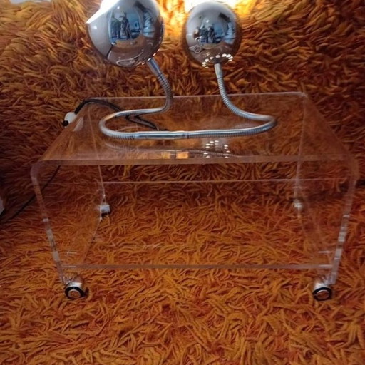 Vintage Michel Dumas For Roche Plexiglas Table Lucite