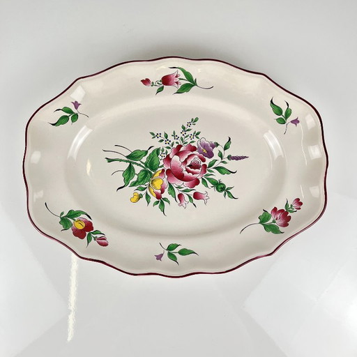 Ovale schaal met platte onderkant, model Streetlight van KG Lunéville, rozenpatroon – servies, Ceramic