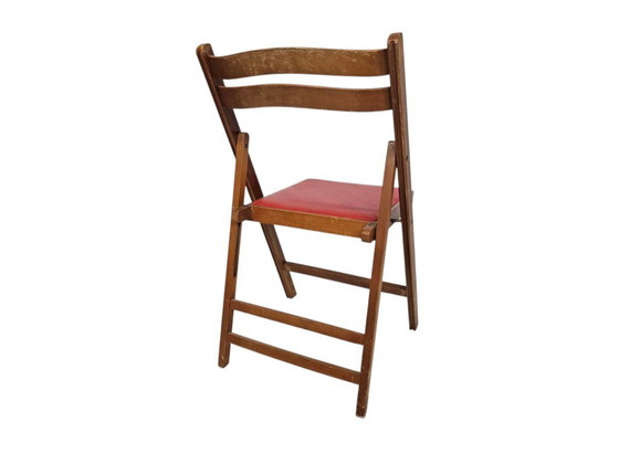 Image 1 of Vintage - Sedia pieghevole - legno - similpelle - anni '60