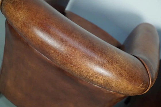 Image 1 of Vintage Nederlandse clubfauteuils van cognackleurig leer, set van 2