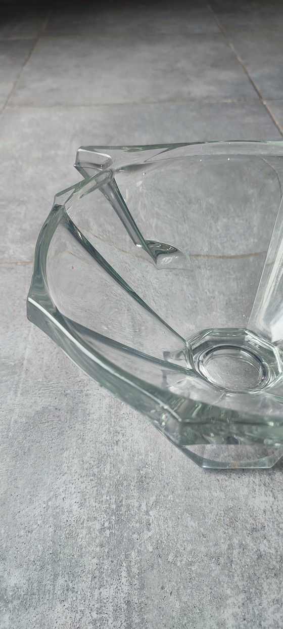 Image 1 of Coupe en verre épais gravée Slovakia Style Art Déco