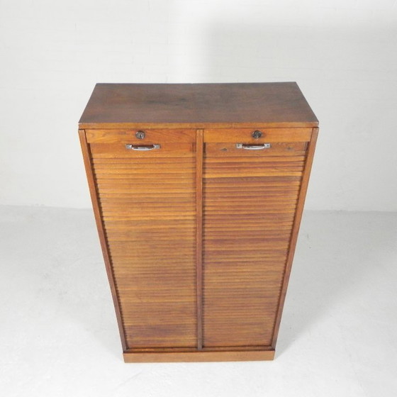 Image 1 of Eichenschrank mit Rollläden und 2 Rollläden, 148 cm hoch, 1950er Jahre