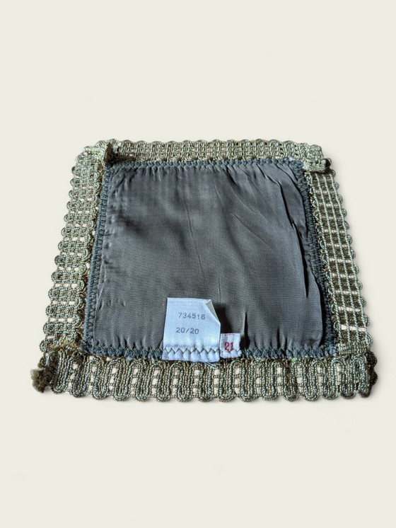 Image 1 of Groene vintage tafelloperset (3 stuks) met goudkleurige afwerking, mid-century design