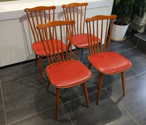 Juego de 4 sillas Baumann Menuet, estilo vintage de los años 70

