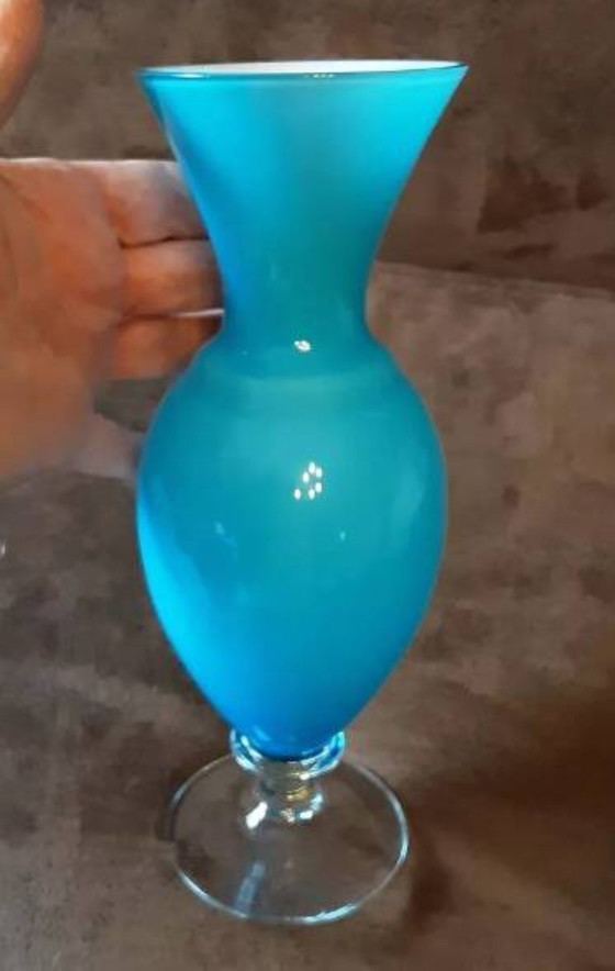 Image 1 of Blaue Glasvase