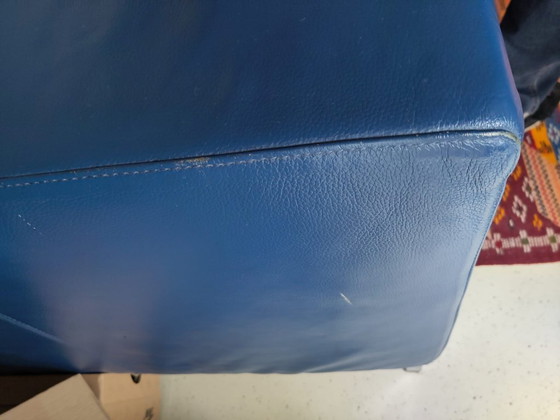 Image 1 of Divano e poltrona in pelle a 3 posti Hulshoff (blu)