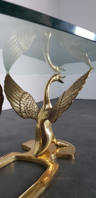 Image 1 of Hollywood Regency brass coffee table swan