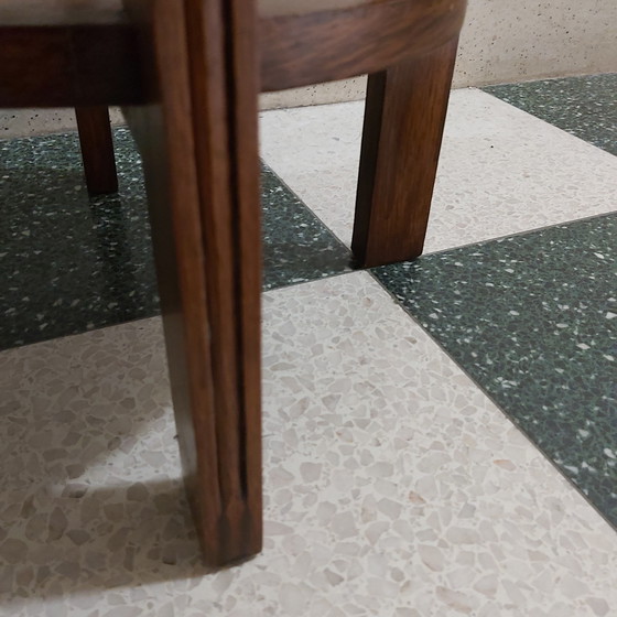 Image 1 of Mesa pedestal art déco de madera con tapa de mármol