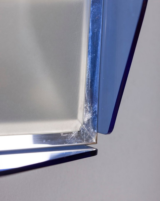 Image 1 of Vintage plafondlamp van blauw glas uit de jaren 70, Italiaans design.