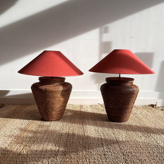 Image 1 of Lampe de table Birma en rotin tressé, style années 80