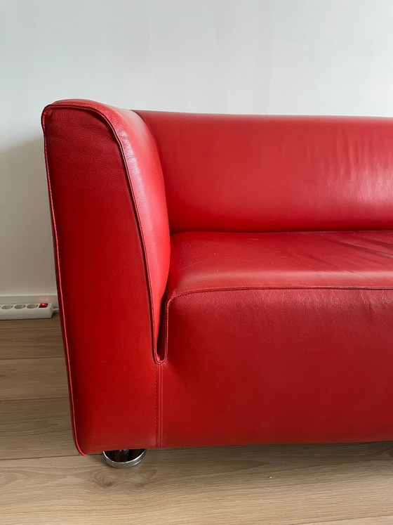 Image 1 of Design rode leren bank GELDERLAND 4800 designer Henk Vos