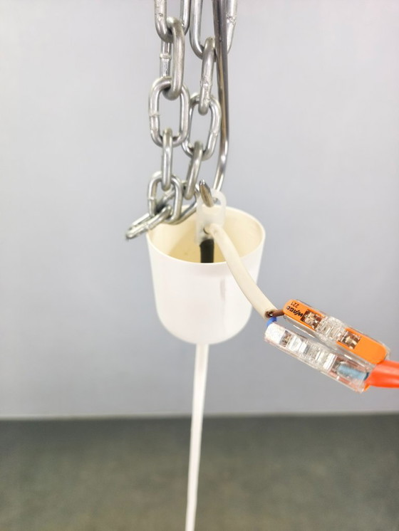 Image 1 of Lámpara colgante de vidrio opalino checoslovaco con relieve de burbujas, década de 1970