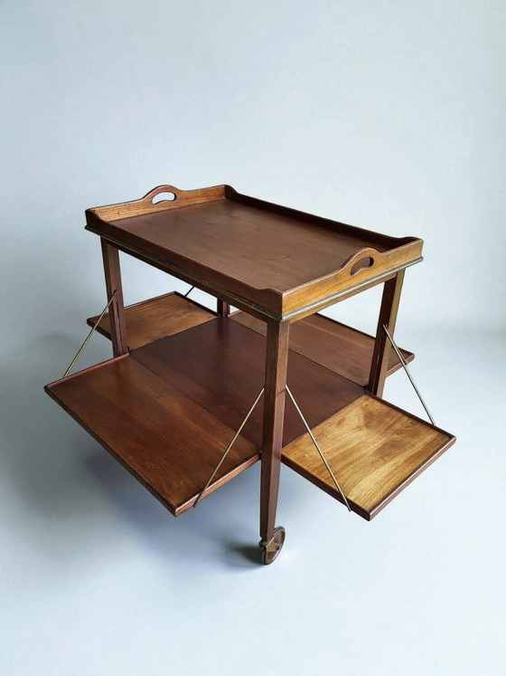 Mesa auxiliar/mesa de té de los años 50 – Carritos de bar, Wood, Brass, Art Deco (photo 12 of 12)