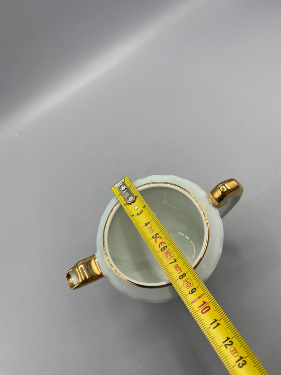 Cafetière en porcelaine de Limoges Jammet-Seignolles – Décor bleu céladon et or – Objets déco, Gold (photo 8 of 8)