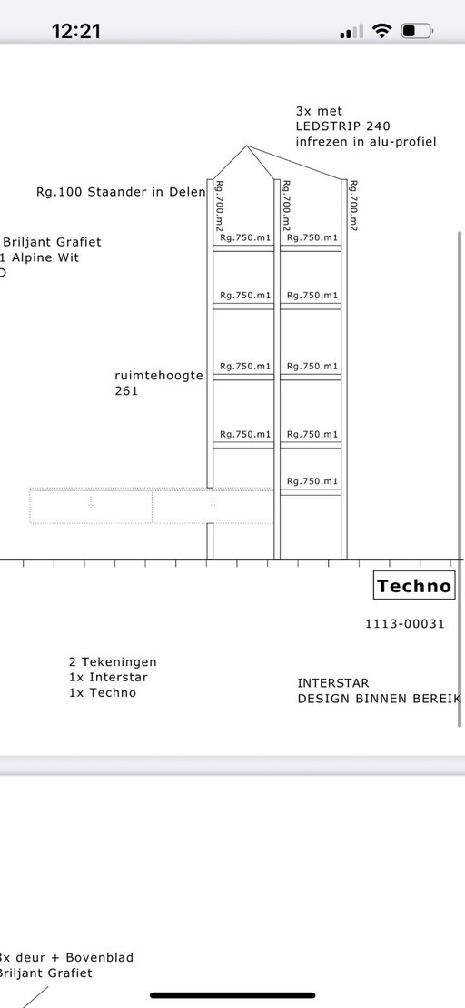 Meuble TV Interstar avec élément mural en gris graphite et blanc alpin – Design néerlandais
