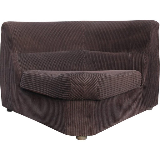 Poltrona angolare vintage in velluto marrone, 1970