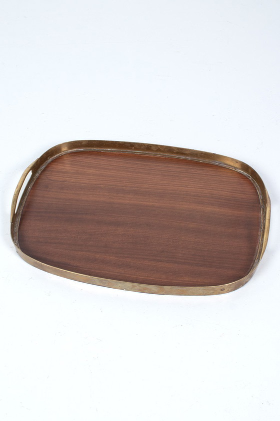 Image 1 of Vassoio in legno con ottone