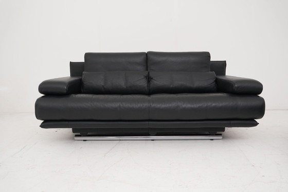 Image 1 of Rolf Benz 6500 Set Bankstel 2x Tweezitsbank Leer Zwart