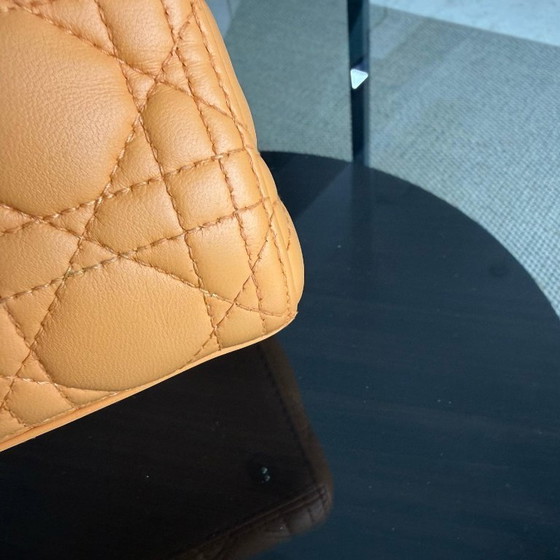 Image 1 of DIOR LADY MEDIUM - CANNAGE LAMBSKIN CARAMEL GOLD HARDWARE STRAP