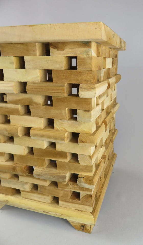 Image 1 of Sgabello/tavolino in teak realizzato a mano