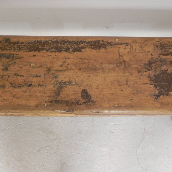 Image 1 of Grenen bank met rugleuning, 2,5 meter lang, jaren 50