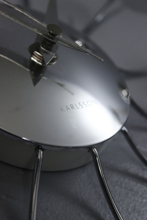 Image 1 of Horloge pendule murale vintage Karlsson Spider Clock design Sputnik chrome