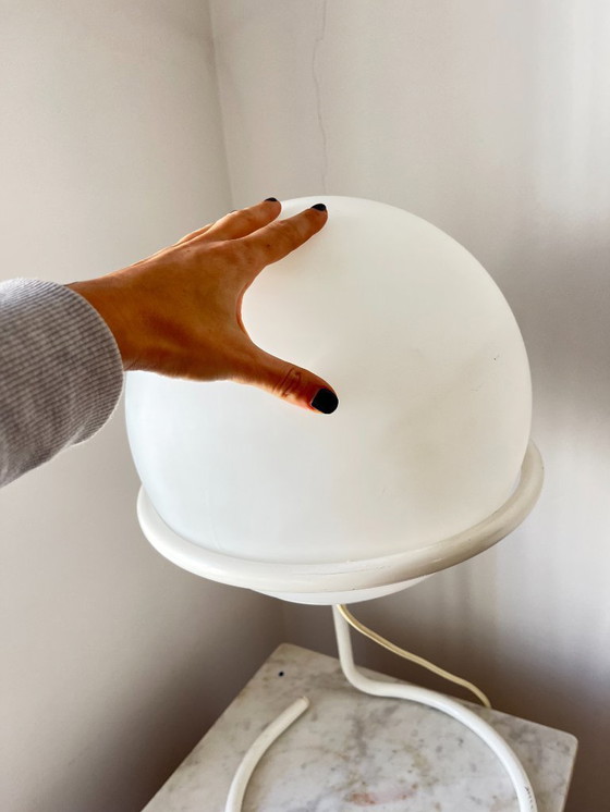 Image 1 of Postmodern Table Lamp by Glashütte Limburg – White Glass Globe, Minimalist Design, 1970s Germany