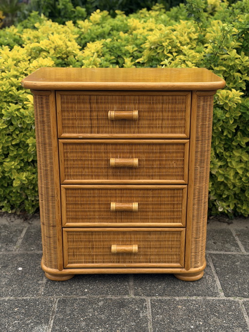 1970s rattan chest of drawers