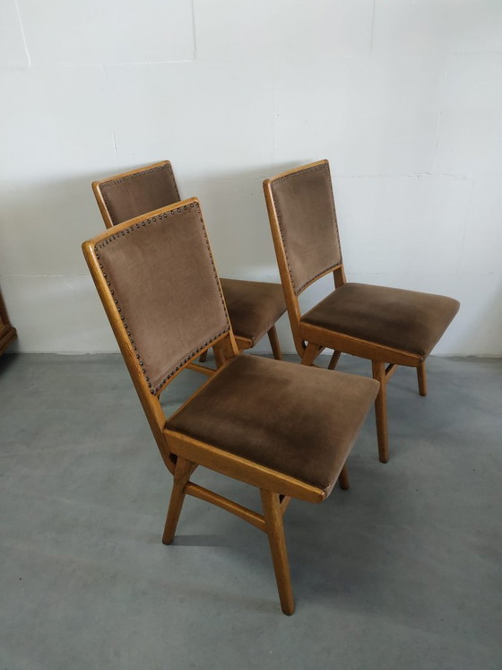 Image 1 of Prachtige set van 3 vintage jaren Scandinavische stijl 50-60 eetkamer keukenstoelen