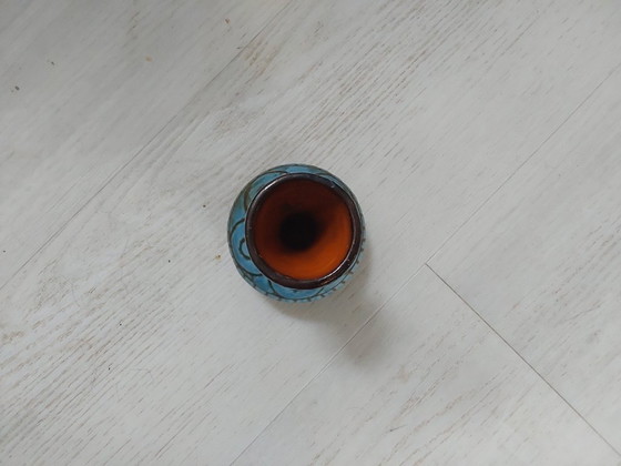 Image 1 of Vase Alain Maunier bleu dessins ethniques 