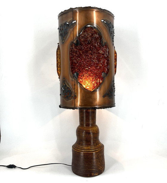 Image 1 of XL tafellamp van Potterie D'Accolay, jaren 70.