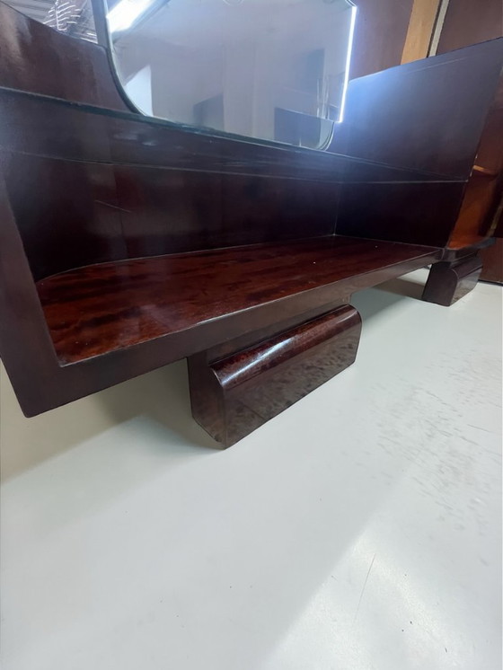 Image 1 of Streamline - Art Deco dressing table with beveled mirror and walnut burl veneer – Germany 1940s / 1950s