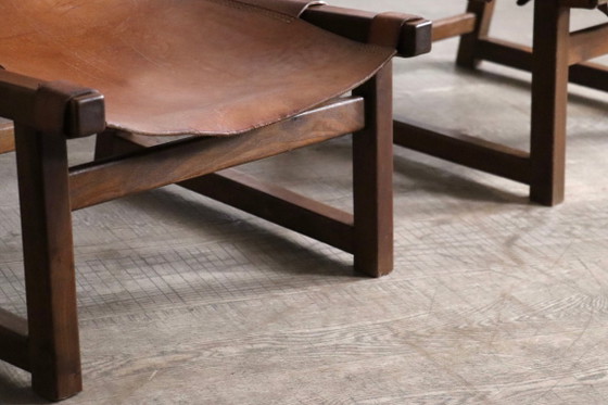 Image 1 of Paire de chaises Riaza en cuir cognac par Paco Muñoz pour la galerie Darro, Espagne, années 1960.