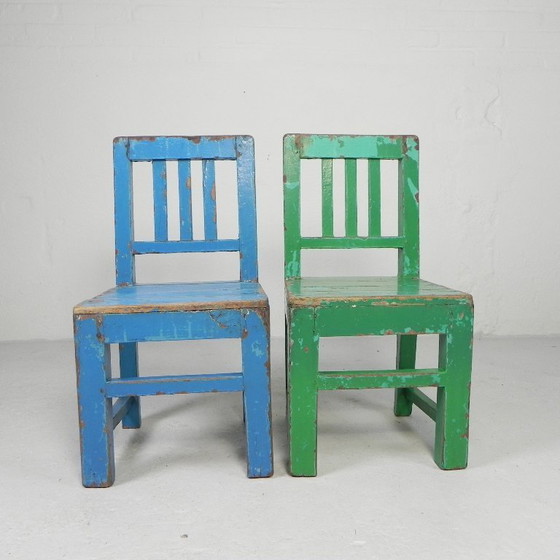 Image 1 of Set van 2 vintage kinderstoelen, jaren '50