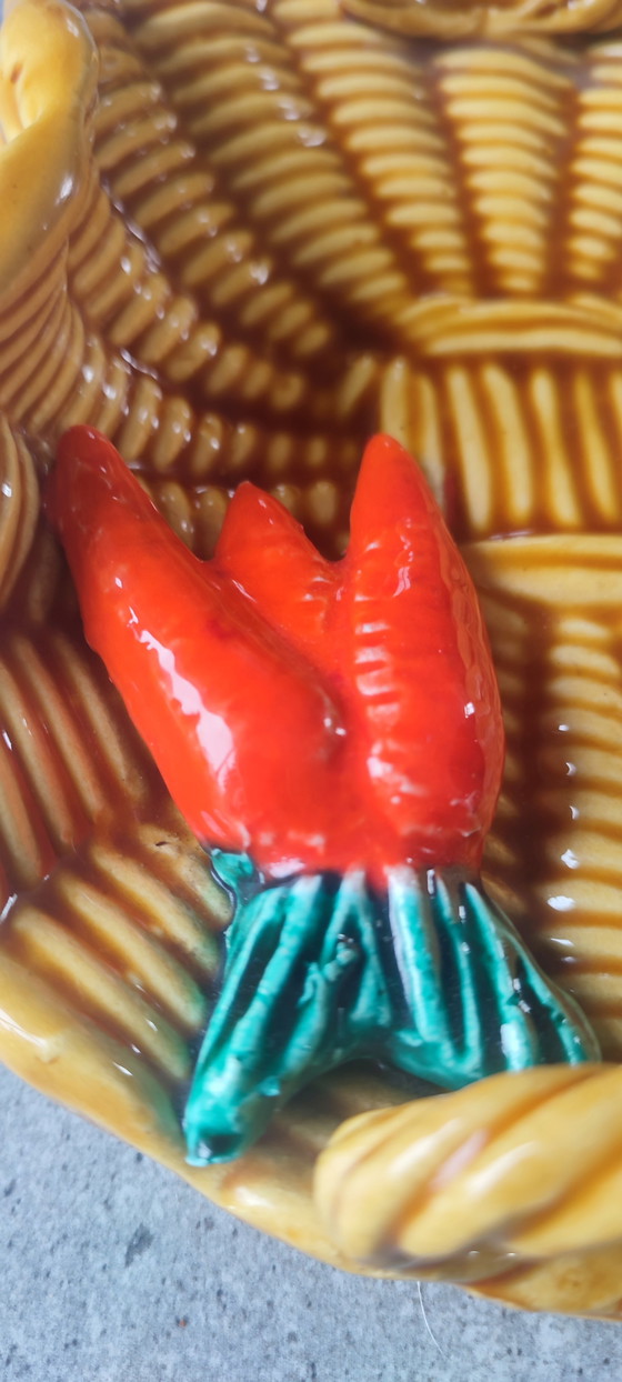 Image 1 of Barbotine "Carrot Basket" Vallauris