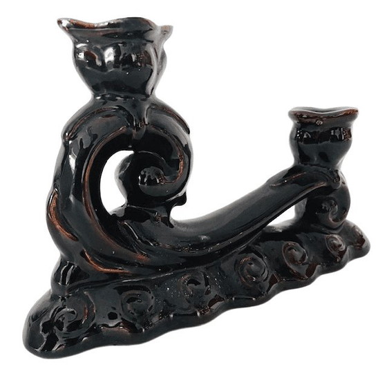 Image 1 of Candeliere vintage in ceramica color cioccolato, anni '50