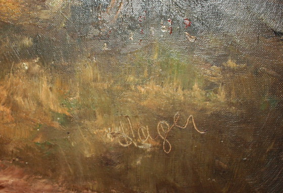 Image 1 of Herbert Hager XX secolo "Paesaggio autunnale ai margini del bosco", dipinto a olio