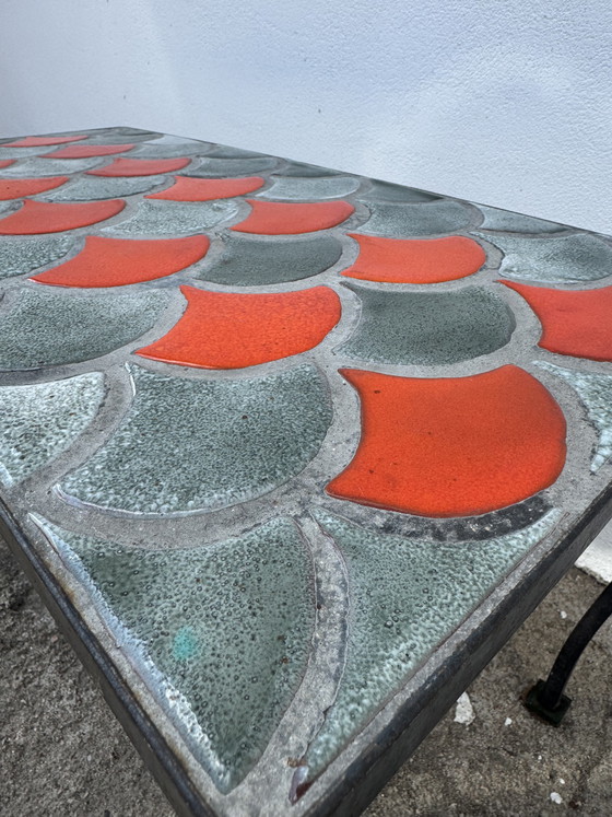 Image 1 of 1950s ceramic coffee table with scale pattern