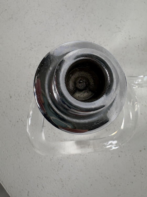 Image 1 of LUCITE CHROME TWISTED PRETZEL CANDLE HOLDER BY ELAINE BSCHEIDER FOR DOROTHY THORPE INC
