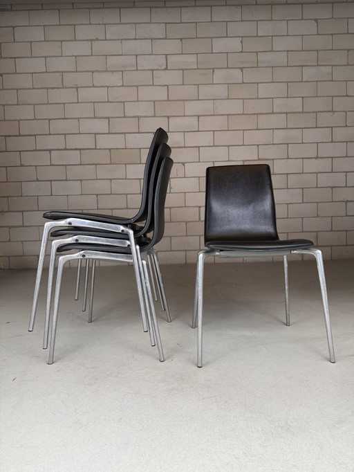 4X Akaba Gorka Chair By Jorge Pensi cuir noir (plus en stock)