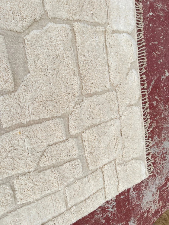 Alfombra bereber marroquí en crudo 300x200 cm – patrón geométrico en relieve – Lana, Algodón, Bohemian (photo 5 of 10)