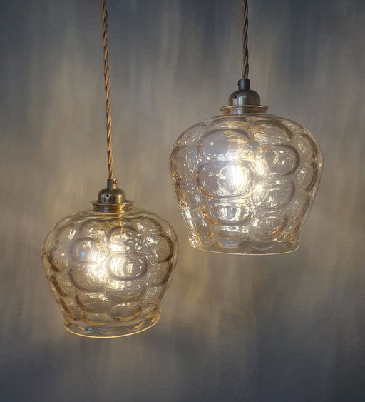 Ensemble de suspensions en verre vintage - Années 60-70 - Style Hollywood Regency