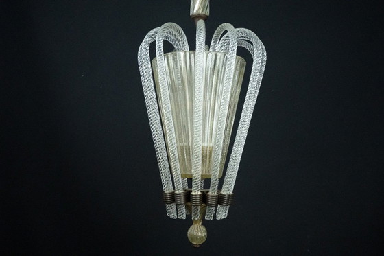 Image 1 of Raro lampadario in vetro di Murano Art Déco di Archimede Seguso, Italia, anni '30