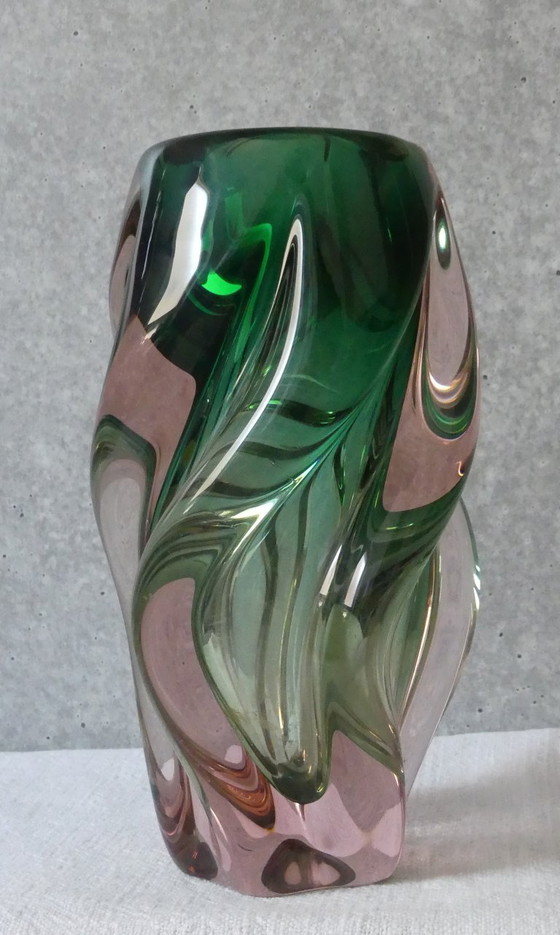 Image 1 of Josef Hospodka "Propeller" Vase Böhmen Sommerso