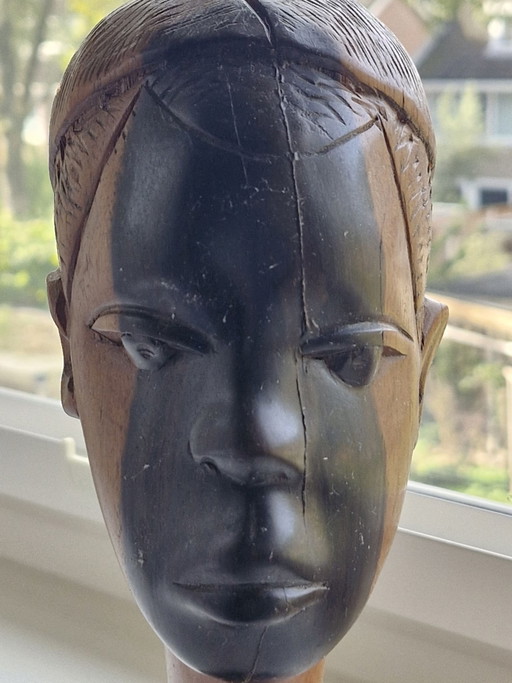 Vintage Afrikaanse Buste - Tweekleurig Ebbenhout