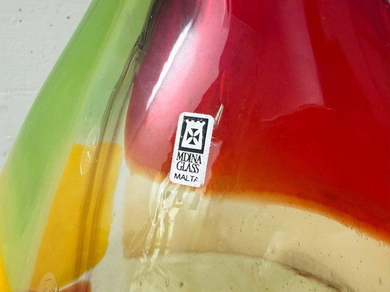 Image 1 of Jarrón de cristal de estudio de Mdina Glass Malta, década de 1970.
