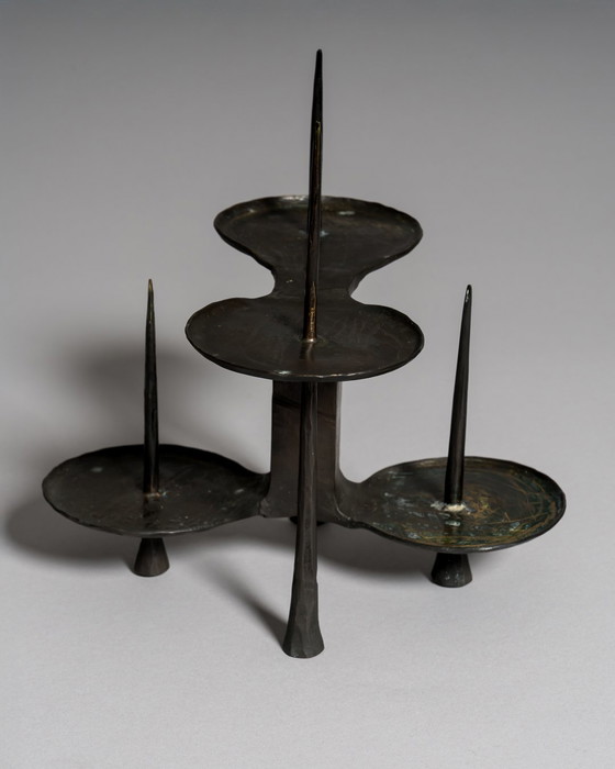 Image 1 of Brutalist Bronze Candleholder by Bergmeister Kunstschmiede, Germany, 1970s