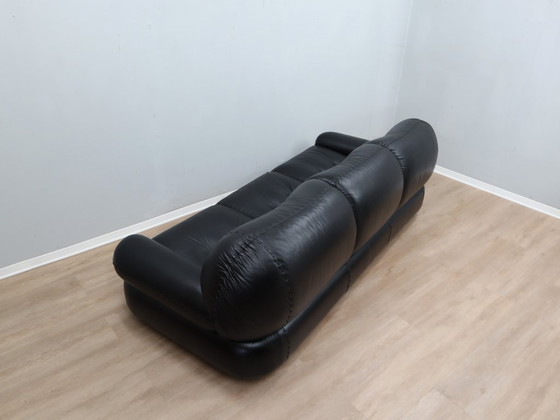 Image 1 of Canapé Sapporo 3 places en cuir noir de Mobil Girgi, années 1970