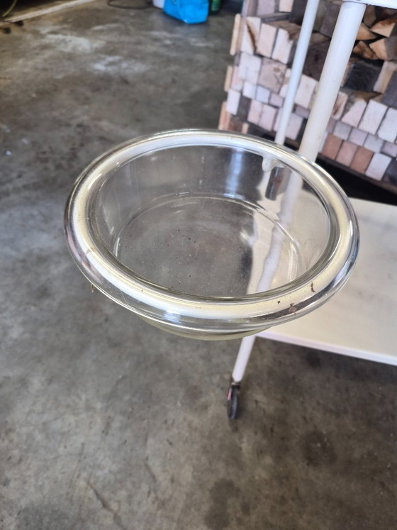 Vintage medical trolley with intact bowl, Bar carts, Metal, Glass, Creme (photo 5 of 6)