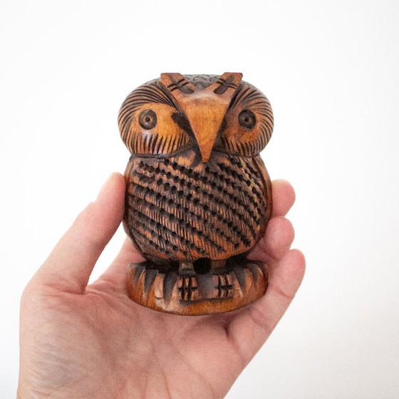 Statuetta vintage indonesiana di gufo in legno intagliato a mano, arte popolare. – Oggetti decorativi, Wood (photo 8 of 8)